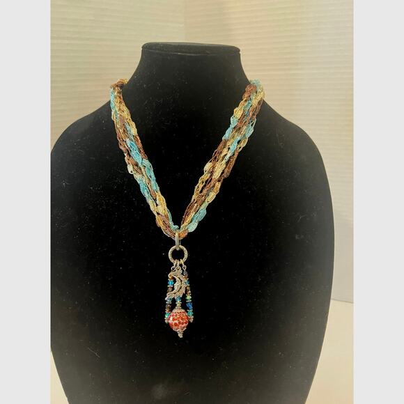 4 Handmade Ribbon Multicolored Bohemian Multilayered Scarf Necklace - Picture 5 of 7